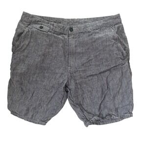 Toscano Men's Size 36 Blue Pinstripe Shorts 100% Linen Chino Pocket Coastal